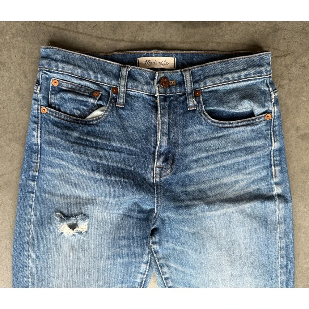 Womens Sz 26 MADEWELL Straight‎ Crop Blue Distressed Light Wash